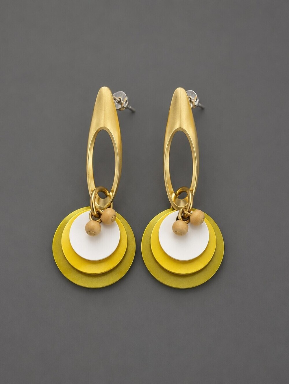 SILVER FOREST Geometric Atomic Mod Layered Dangle Post Earrings